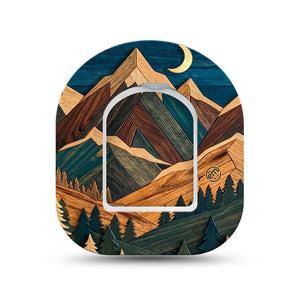 ExpressionMed Wood Mountains Omnipod Mini, Single Tape and Single Sticker woodland mountain scene Sensor Cover For Pump