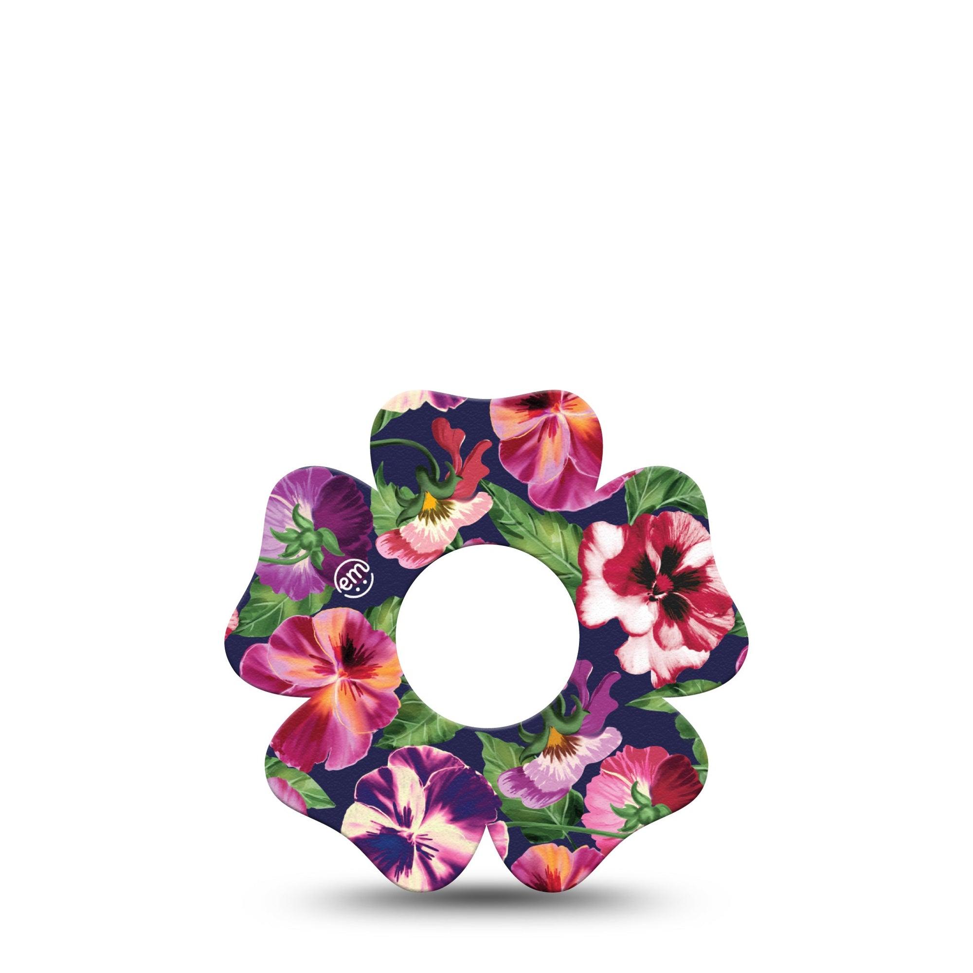 ExpressionMed Flower Girl Pansies Infusion Set Flower Shape Tape 5-Pack Tape Pinks and Purple Winter Flower, Overlay Patch Continuous Glucose Monitor Design
