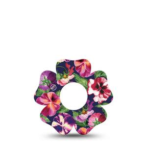 ExpressionMed Flower Girl Pansies Infusion Set Flower Shape Tape 5-Pack Tape Pinks and Purple Winter Flower, Overlay Patch Continuous Glucose Monitor Design