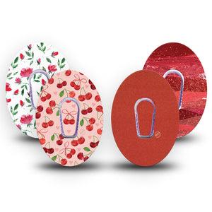 ExpressionMed Crimson Variety Pack Dexcom G6 Tape, 4-Pack Tape and 4-Pack Stickers Variety Romantic Red Theme, Plaster Continuous Glucose Monitor Design