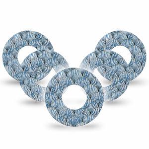 ExpressionMed Seashells Freestyle Libre and Libre 2 Plus Tape, Abbott Lingo, 5-Pack Tape Sea Life Inspired, Fixing Ring Tape Continuous Glucose Monitor Design