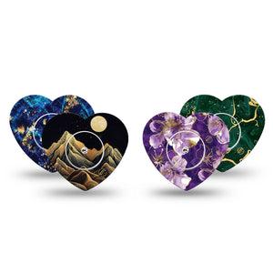 ExpressionMed Midnight Gold Freestyle Libre, Libre 2 Plus, and Abbott Lingo Heart, tape and sticker  Array of prints Decorative Patch for CGM