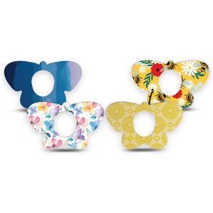 ExpressionMed Summer Brights Dexcom G7 and Dexcom Stelo Glucose Biosensor System Butterfly, 4-Pack Tape Cheerful spring style Accessories for CGM