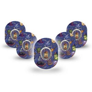 ExpressionMed Wizarding World Dexcom G7 and Dexcom Stelo Glucose Biosensor System Mini, 5-Pack Tape and 5-Pack Sticker Harry Potter inspired design Sensor Cover for Continuous Glucose Monitor