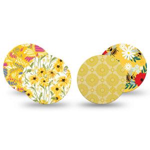 ExpressionMed Daisy Meadow Variety Pack Freestyle Libre 3 and Libre 3 Plus Overpatch, 4-Pack Tape Variety Summer Yellow Garden, Adhesive Patch CGM Design