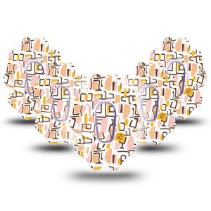 ExpressionMed Squiggles Dexcom G6 Flower Shape Tape, 5-Pack Tape and 5-Pack Sticker Bright Pink Yellow Pattern, Adhesive Patch Continuous Glucose Monitor Design