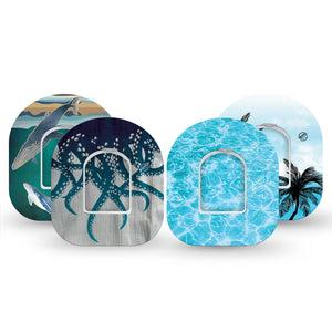ExpressionMed Poolside Tide Omnipod, tape and sticker  summer ocean graphic Sensor Cover For Insulin Pump