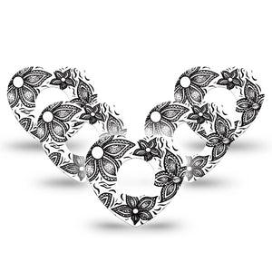 ExpressionMed Black Tie Floral Infusion Set Heart Shape Tape 10-Pack Tape Glamorous Design Plaster Continuous Glucose Monitor Design