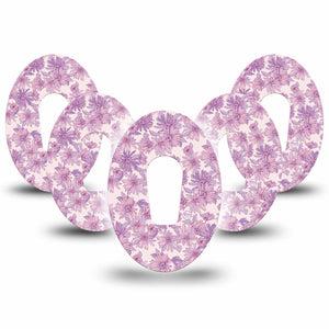 ExpressionMed Purple Daisy Dexcom G6 Tape, 5-Pack Tape Cute Purple Daisies, Plaster Continuous Glucose Monitor Design