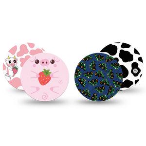 ExpressionMed Down on the Farm Variety Pack Dexcom G7 Overpatch, Dexcom Stelo Glucose Biosensor System, 4-Pack Tape Variety, Country Style for Kids, Overlay Tape CGM Design