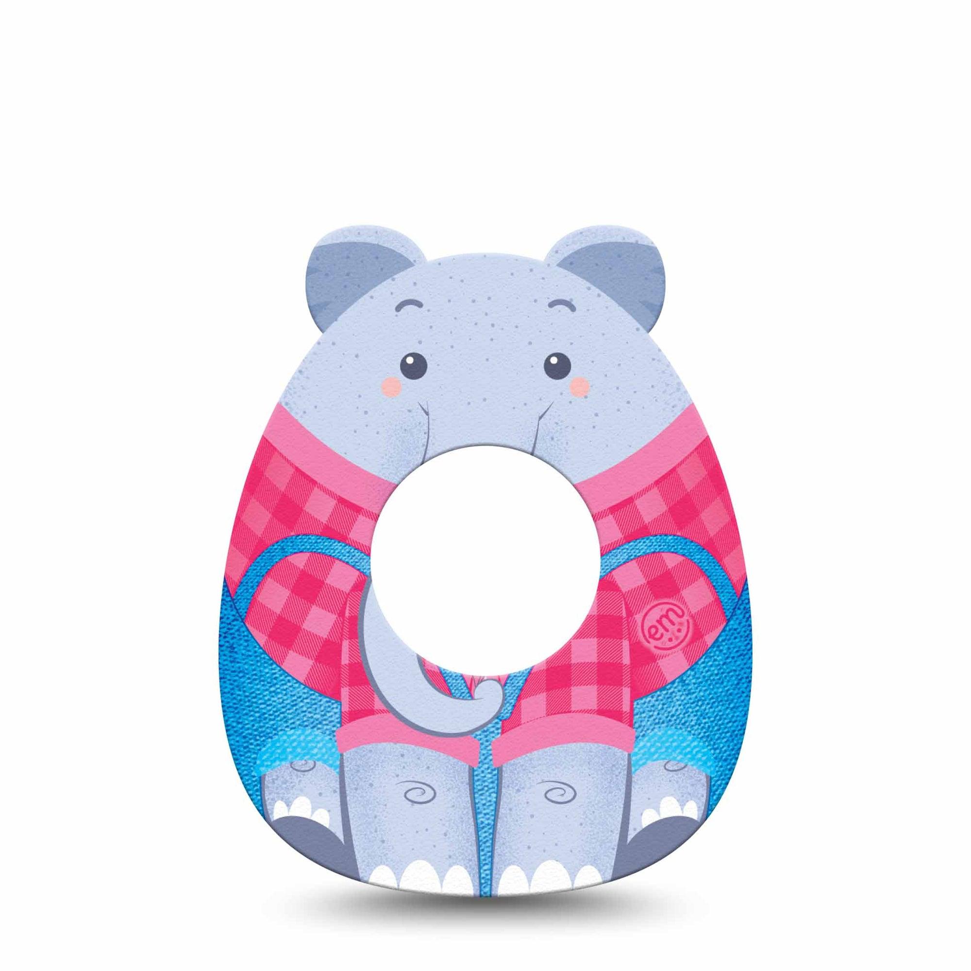 ExpressionMed Circus Elephant Freestyle Libre 2 Gumdrop Shape Tape, Abbott Lingo,  Single Tape Adorable Circus Elephant, Patch CGM Design