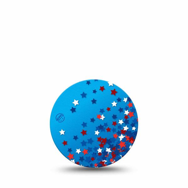 ExpressionMed Confetti Stars Freestyle Libre 3 and Libre 3 Plus Overpatch Single Tape United States Inspired Star Confetti, Adhesive Patch CGM Design