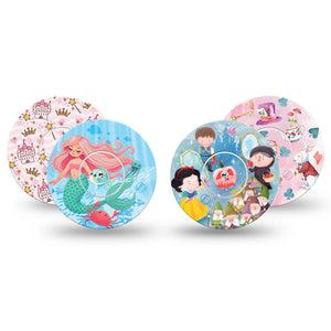 ExpressionMed Enchanted Kingdom Variety Pack Freestyle Libre and Libre 2 Plus Sticker and Tape, Abbott Lingo, Disney Princesses Inspired, Adhesive Sticker and Tape Design Continuous Glucose Monitor Design