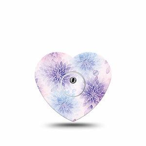 ExpressionMed Wisteria Fade Freestyle Libre 3 and Libre 3 Plus Heart, Single Tape and Single Sticker Faded purple petals Patch for CGM