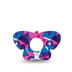 ExpressionMed Violet Vortex Infusion Set Butterfly Shape Tape 5-Pack Tape Geometric Pink And Blue Combo, Plaster Continuous Glucose Monitor Design