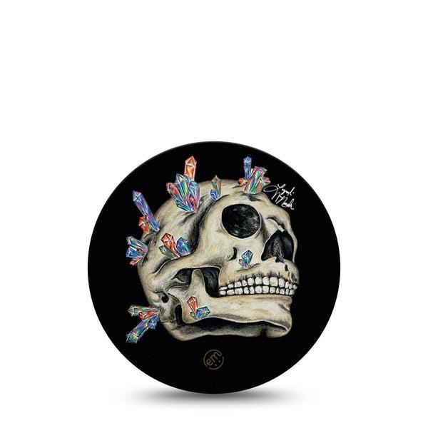 ExpressionMed Crystal Skulls Freestyle Dexcom G7 Overpatch, Dexcom Stelo, Single Gemstone Skull Fixing Ring Patch CGM Design