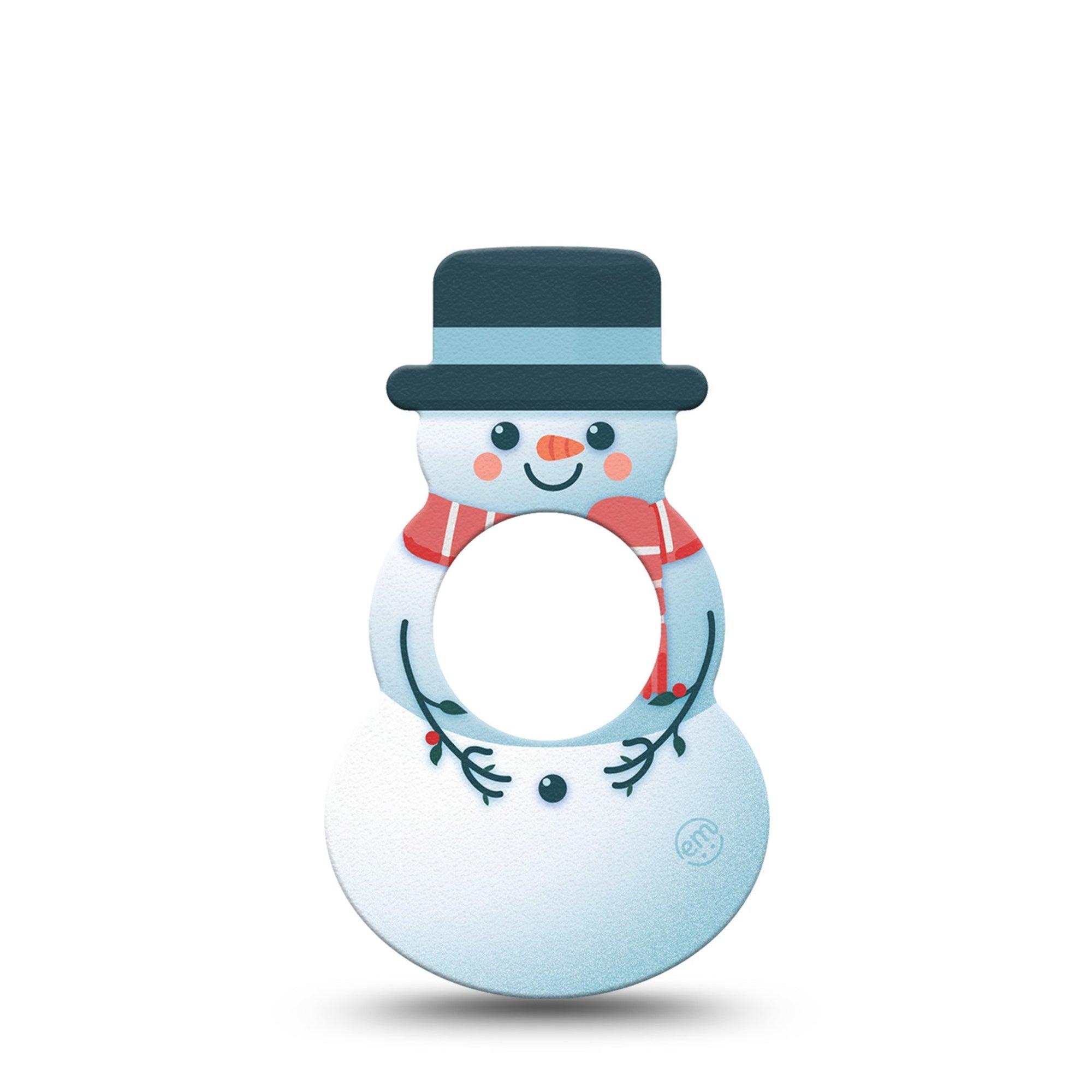 ExpressionMed Frosty The Snow Man Freestyle Libre 2 Snowman Shape Tape, Abbott Lingo, Single Tape Frosty the Snowman Inspired, Plaster Continuous Glucose Monitor Design