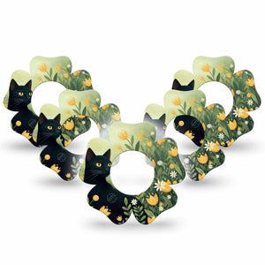 ExpressionMed Jungle Cat Freestyle Libre, Libre 2 Plus, and Abbott Lingo Flower, 5-Pack Black cat green grasses Sensor Cover for Continuous Glucose Monitor