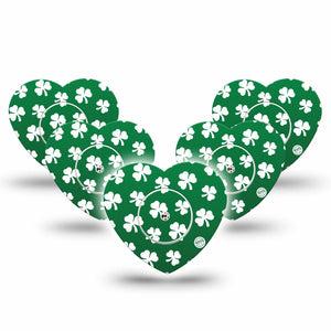 ExpressionMed Shamrock Freestyle Libre 2 and Libre 2 Plus Heart Shape Tape, Abbott Lingo,  5-Pack Tape and 5-Pack Sticker Irish Leaves, Adhesive Patch CGM Design