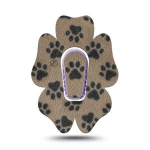 ExpressionMed Fuzzy Pawprints Dexcom G6 Flower, Single Tape and Single Sticker Fluffy animal paws Adhesive Tape for CGM