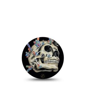 ExpressionMed Crystal Skulls Freestyle Libre 3 Tape Single Tape and Single Sticker Gem-encrusted Skull Adhesive Tape CGM Design