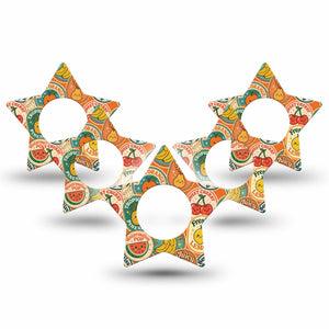 ExpressionMed Fruit Stickers Freestyle Libre, Libre 2 Plus, and Abbott Lingo Star, 5-Pack Cartoonish fruits Accessories for Continuous Glucose Monitor