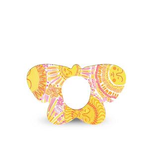 ExpressionMed Bright Sunshine Dexcom G7 and Dexcom Stelo Glucose Biosensor System Butterfly, Single Tape sunny golden design Overlay Tape for CGM