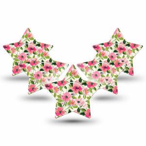 ExpressionMed Painter’s Cosmos Freestyle Libre, Libre 2 Plus, and Abbott Lingo Star, 5-Pack Tape and 5-Pack Sticker watercolor pink garden Waterproof Sensor Cover for Continuous Glucose Monitor