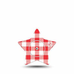 ExpressionMed Red Gingham Freestyle Libre, Libre 2 Plus, and Abbott Lingo Star, Single Tape and Single Sticker Fourth of July inspired Patch for CGM