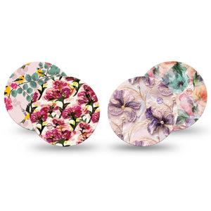 ExpressionMed Warm Florals Dexcom G7 and Dexcom Stelo Glucose Biosensor System OverPatch, 4-Pack Tape Light pink prints Overlay Tape for CGM