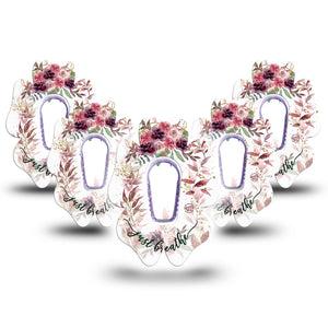 ExpressionMed Just Breathe Dexcom G6 Flower Shape Tape 5-Pack Tape and 5-Pack Sticker Stress Relief, Adhesive Patch Continuous Glucose Monitor Design