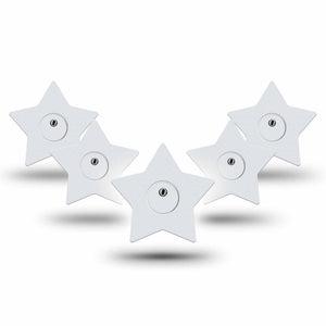ExpressionMed White Freestyle Libre 3 and Libre 3 Plus Star Shape Tape 5-Pack Tape and 5-Pack Sticker Simple Design, Patch CGM Design