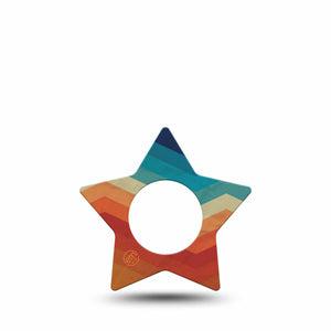 ExpressionMed Retro Winter Coat Freestyle Libre 2 and Libre 2 Plus Star Shape Tape, Abbott Lingo, Single Tape Funky Vintage, Adhesive Tape CGM Design