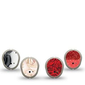 ExpressionMed Crimson Bloom Variety Pack Dexcom G7 and Dexcom Stelo Glucose Biosensor System Sticker, 4-Pack Sticker Bold rose flowers Sensor Cover for Continuous Glucose Monitor