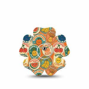 ExpressionMed Fruit Stickers Freestyle Libre 3 and Libre 3 Plus Flower, Single Tape and Single Sticker Cute sticker print Adhesive Tape for CGM