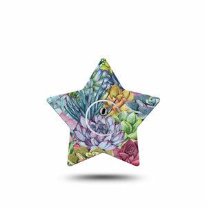 ExpressionMed Blue Succulents Freestyle Libre 3 and Libre 3 Plus Star Shape Tape Single Tape and Single Sticker Fresh Plant, Patch CGM Design