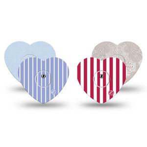 ExpressionMed Washed Classics Freestyle Libre 3 and Libre 3 Plus Heart, tape and sticker  faded patriotic colors Patch for CGM