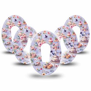 ExpressionMed Floral Tea Party Dexcom G6 Tape 5-Pack Tape Cute Tea Party Foods, Plaster Continuous Glucose Monitor Design