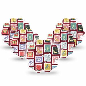 ExpressionMed Postage Stamp Freestyle Libre, Libre 2 Plus, and Abbott Lingo Flower, 5-Pack Tape and 5-Pack Sticker Animals and floral postage Waterproof Plaster for Continuous Glucose Monitor