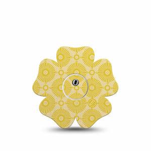 ExpressionMed Yellow Sundress Freestyle Libre 3 and Libre 3 Plus Flower Shape Tape, Single Tape and Single Sticker Golden Sunbursts Pattern, Overlay Tape CGM Design