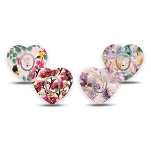 ExpressionMed Warm Florals Dexcom G7 and Dexcom Stelo Glucose Biosensor System Heart, tape and sticker  Airy petals and pearls Vinyl Decoration for CGM