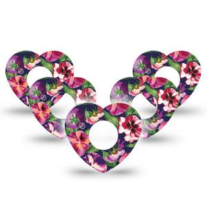 ExpressionMed Flower Girl Pansies Infusion Set Heart Shape Tape 10-Pack Tape Winter Floral Pansy, Adhesive Tape Continuous Glucose Monitor Design
