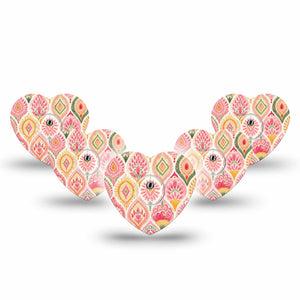 ExpressionMed Blush Freestyle Libre 3 and Libre 3 Plus Heart, 5-Pack Tape and 5-Pack Sticker blush pink pattern Adhesive Patch for Continuous Glucose Monitor