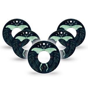 ExpressionMed Luna Moth Infusion Set Tape 10-Pack Tape Luna Moth Art Inspired, Overlay Patch Continuous Glucose Monitor Design