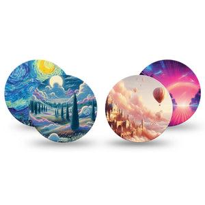 ExpressionMed Cosmic Daydreams Variety Pack Freestyle Libre 3 and Libre 3 Plus Overpatch, 4-Pack Tape Variety Airy Horizons, Adhesive Patch CGM Design