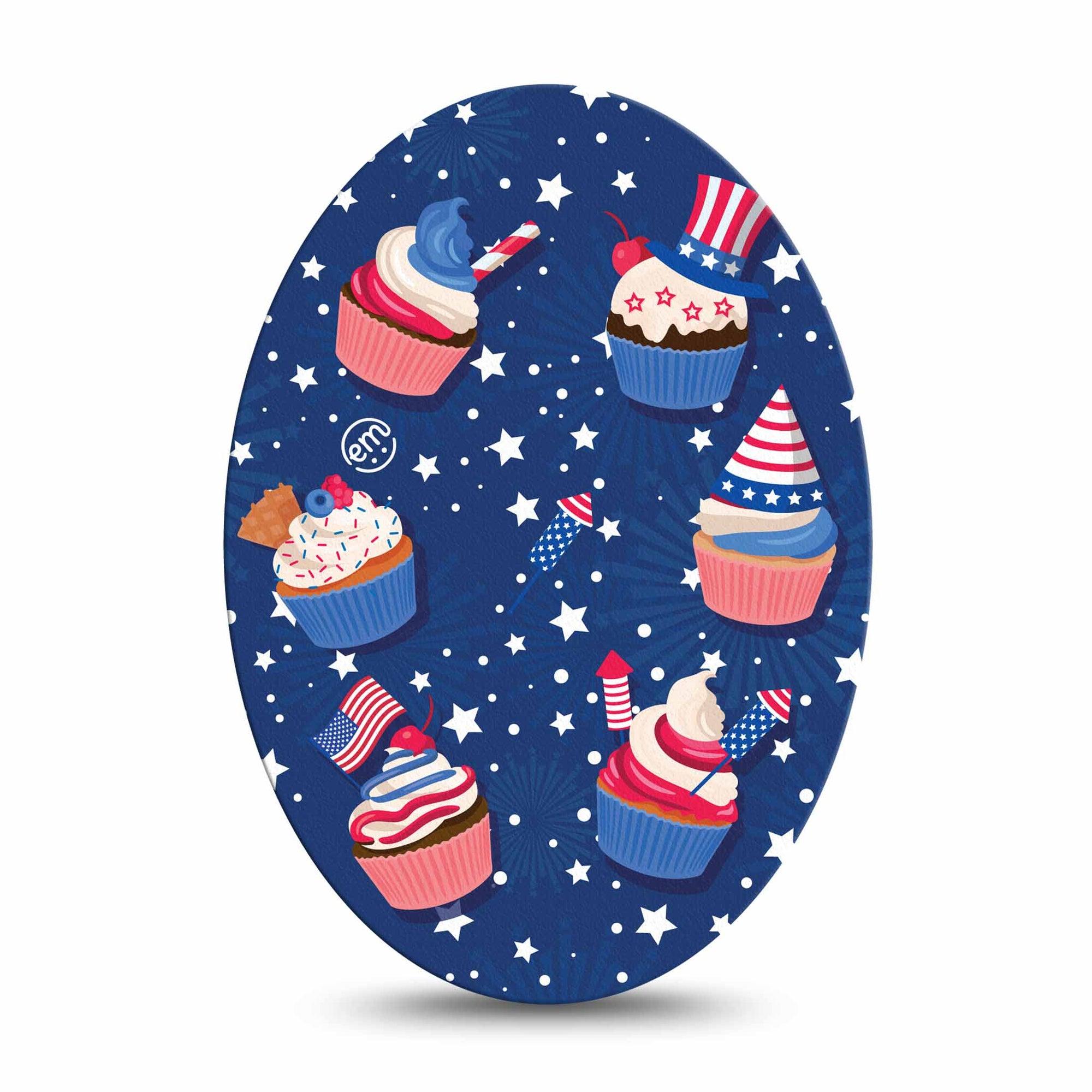 ExpressionMed Patriotic Cupcakes Medtronic Guardian Enlite Universal Oval Single Freedom Cupcakes Plaster Continuous Glucose Monitor Design