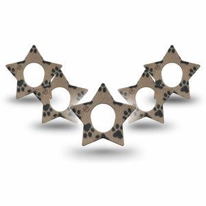ExpressionMed Fuzzy Pawprints Dexcom G7 and Dexcom Stelo Glucose Biosensor System Star, 5-Pack Textile inspired  Decorative Adhesive Tape for Continuous Glucose Monitor