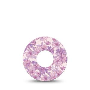 ExpressionMed Purple Daisy Infusion Set Tape, 5-Pack Tape Pastel Lilac Florals, Overlay Patch Continuous Glucose Monitor Design