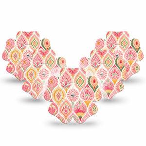 ExpressionMed Blush Freestyle Libre, Libre 2 Plus, and Abbott Lingo Flower, 5-Pack Tape and 5-Pack Sticker minimal pink aesthetic Waterproof Plaster for Continuous Glucose Monitor
