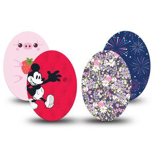 ExpressionMed Playful Medtronic Guardian Enlite Universal Oval, 4-Pack Tape colorful playful style Best Covers for CGM